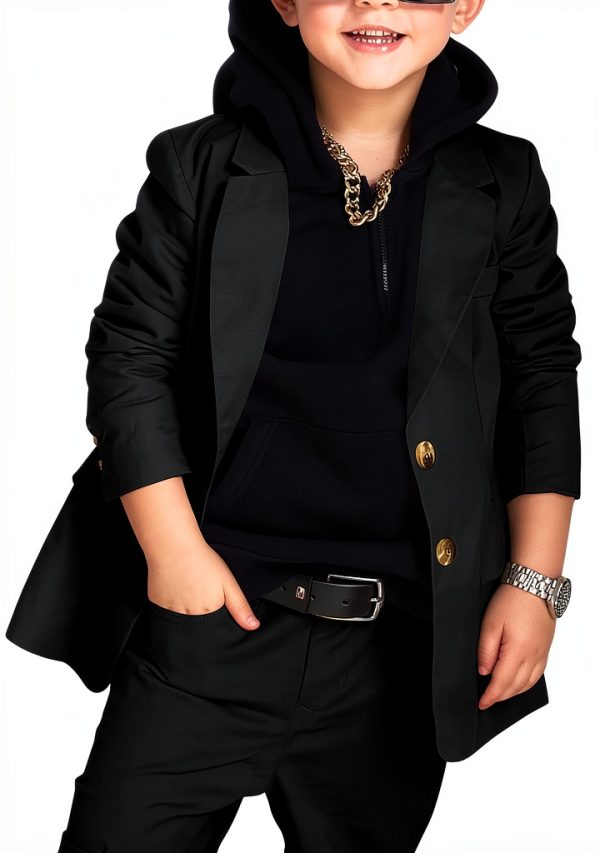 PASLTER Boys Blazer 2 Button Notched Lapel Casual Kids Suit