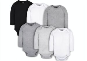 Gerber Baby Bodysuits 100 Cotton Long Sleeve White Black-0