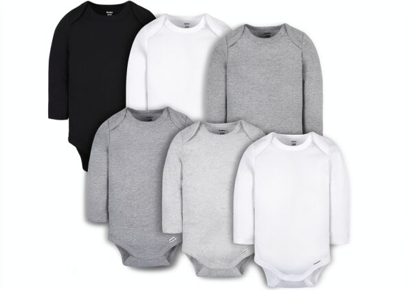 Gerber Baby Bodysuits 100 Cotton Long Sleeve White Black-0