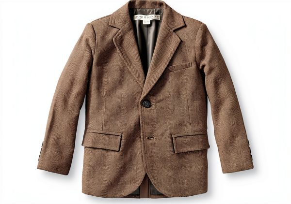 Boys Blazer Hope Henry Organic Cotton Dark Taupe Herringbone